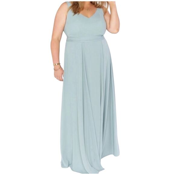 Show Me Your MuMu Bridesmaid Dress Jenn Maxi 1X Silver Sage Crisp Sleeveless NWT - Picture 1 of 13